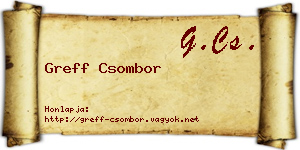 Greff Csombor névjegykártya